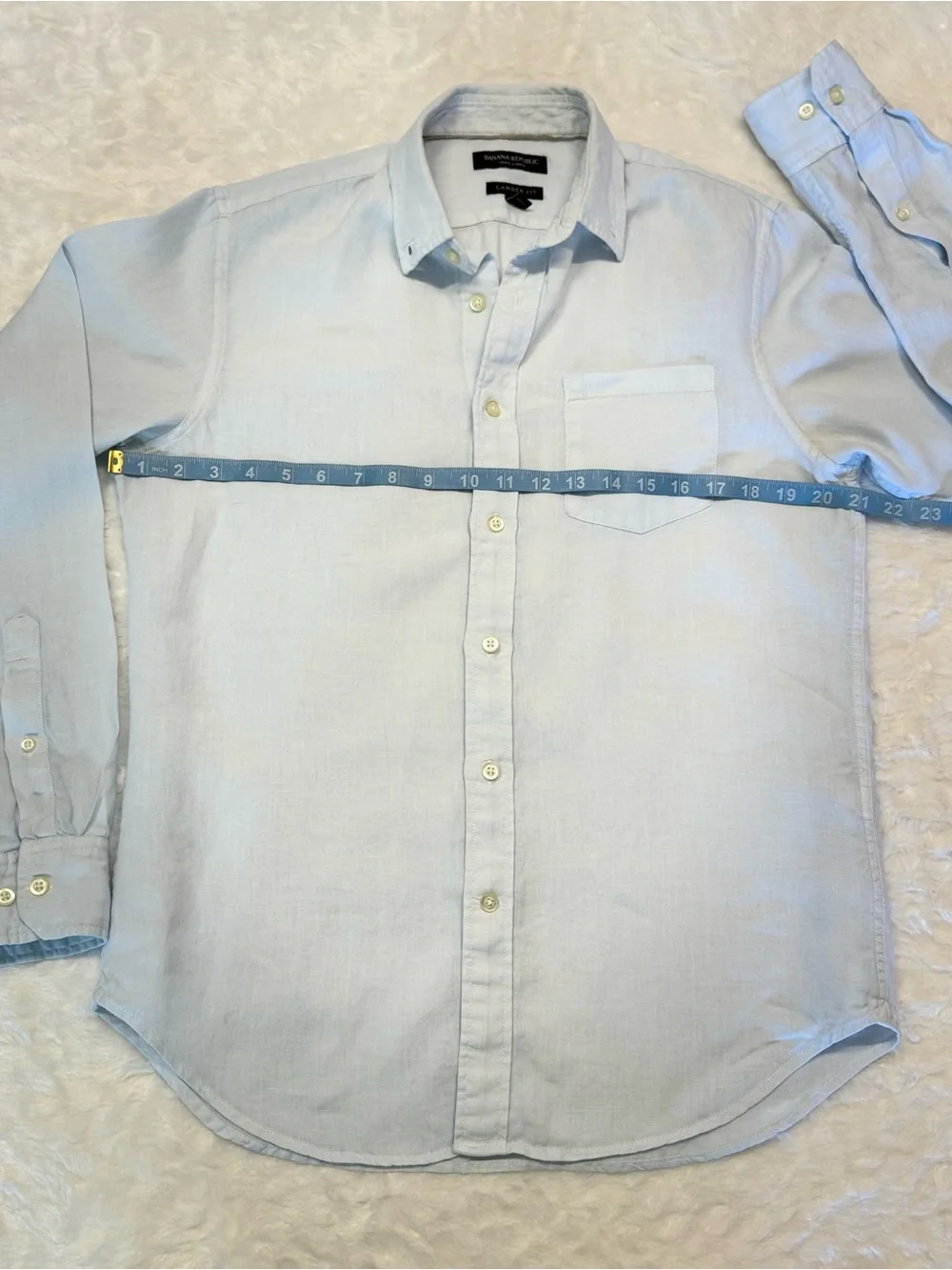 Banana Republic 100% Linen Camden Fit Pale Blue Men's Shirt in Size Small